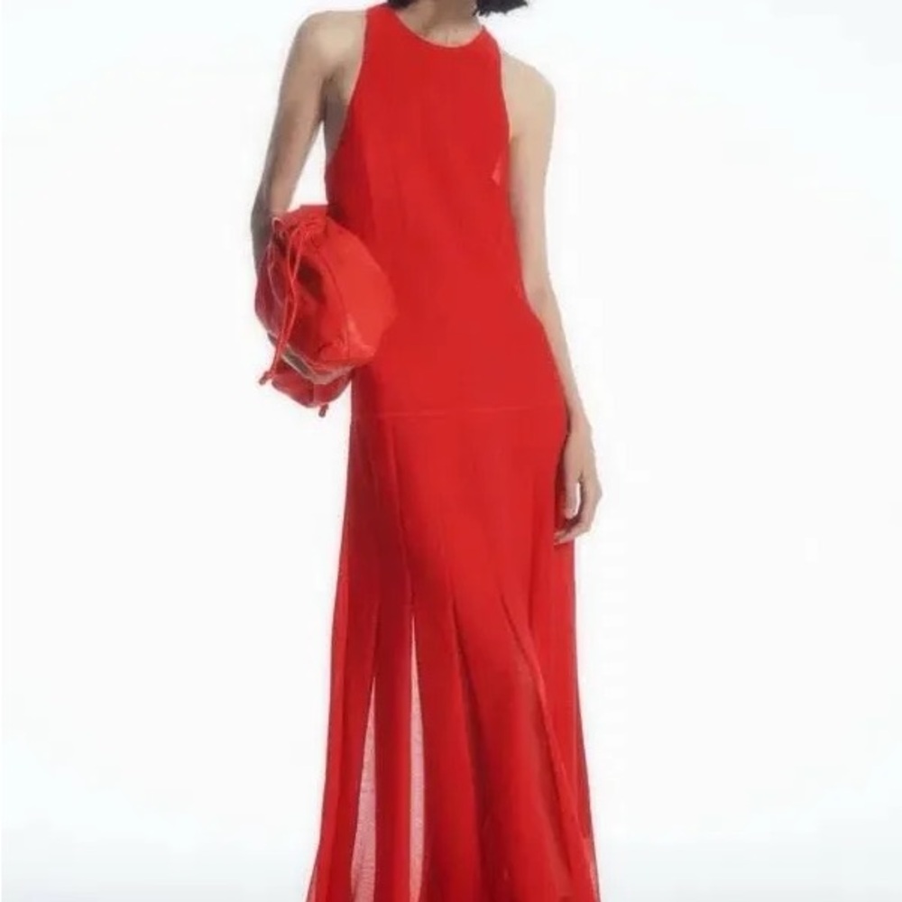 COS Red Racerback Pleated Maxi Dress Spring/Summer ‘24 - Picture 3 of 8